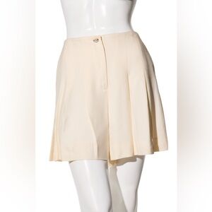 Chanel Cream Silk Pleated Shorts w/ CC Button Size 38